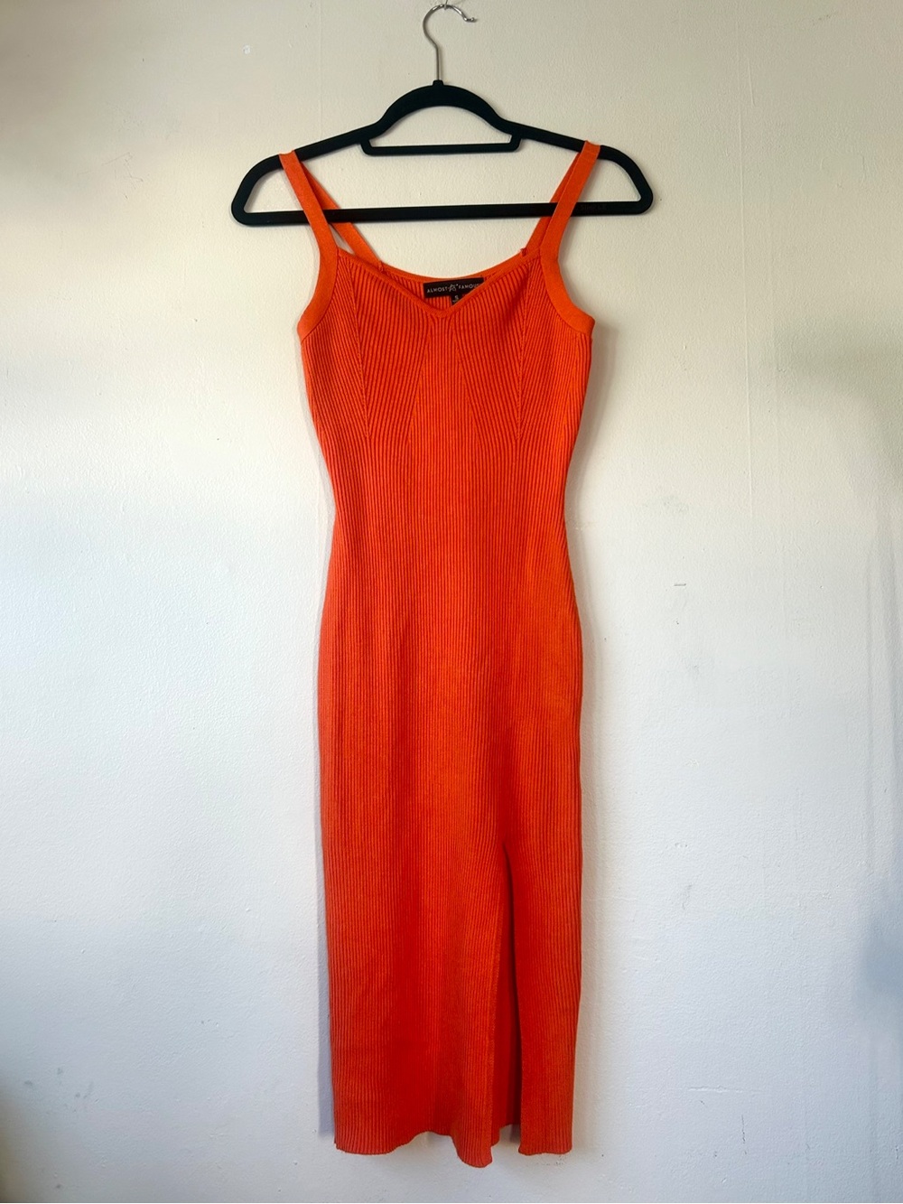 Almost Famous Vibrant Orange Ribbed Maxi Slip Dress